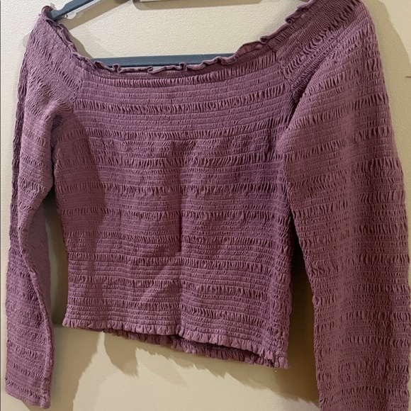 Off-Shoulder Knit Top in Burgundy - Picture 2 of 2